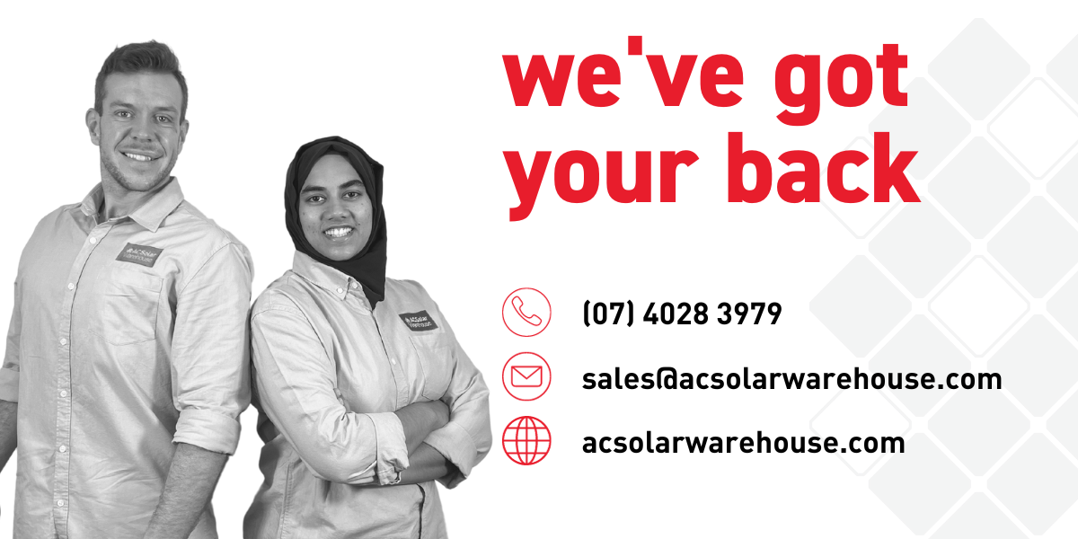 Dom and Neha we've got your back AC Solar Warehouse contact details